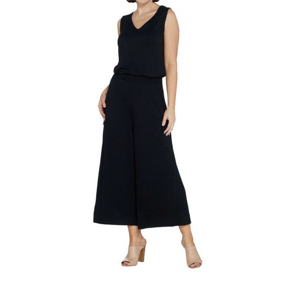 Lisa Rinna Collection Womens Sleeveless Jumpsuit 2X Black NWOT